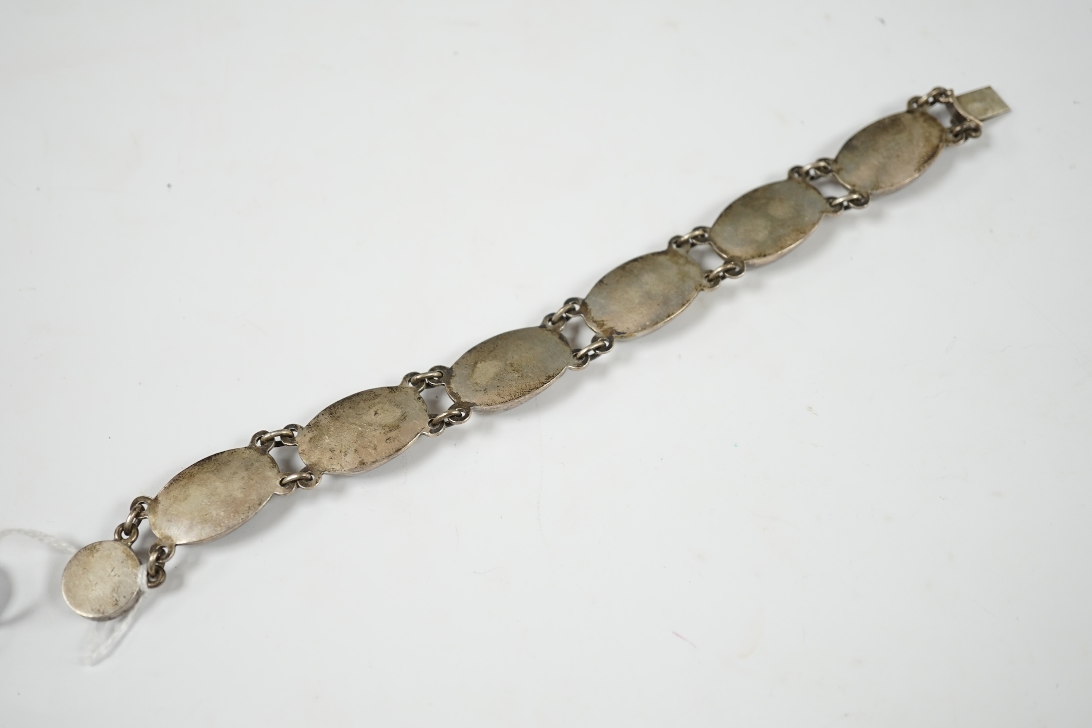 A mid 20th century Danish sterling bracelet by Nils Erik From, 18.7cm. Condition - fair